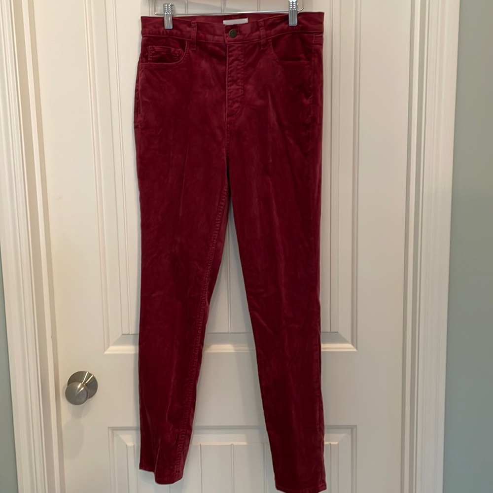 Red corduroy skinny pant by the Loft